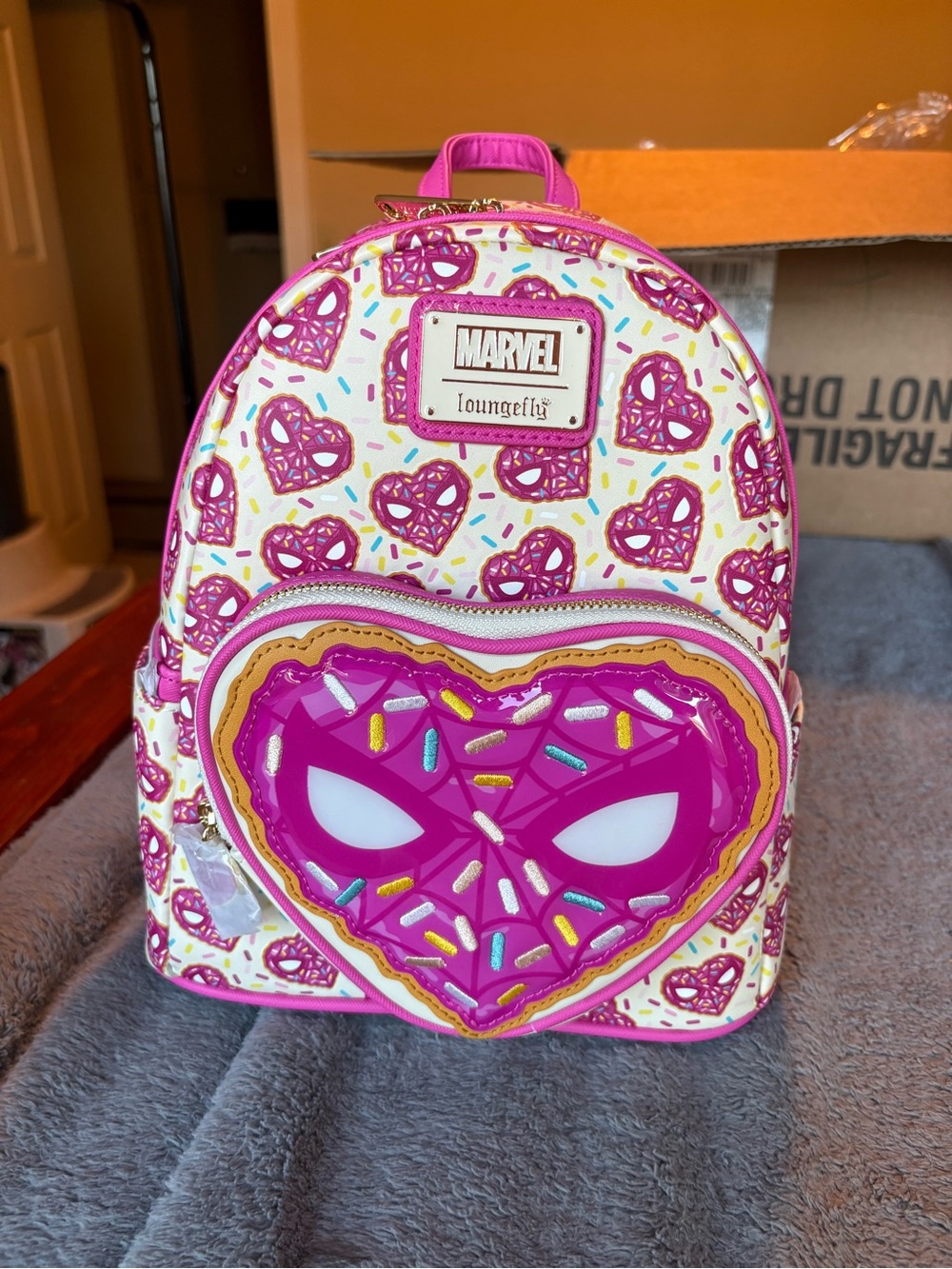 Loungefly Pink Spider-Heart Mini Backpack